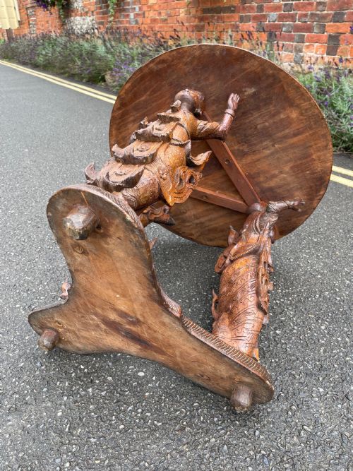 BURMESE CARVED TEAK TABLE - ADDITIONAL PHOTO 4