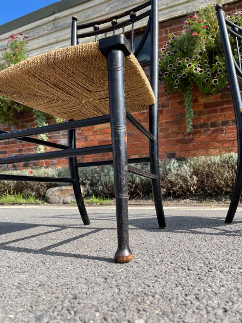 PAIR OF HEALS EBONISED SUSSEX CHAIRS - ADDITIONAL PHOTO 2