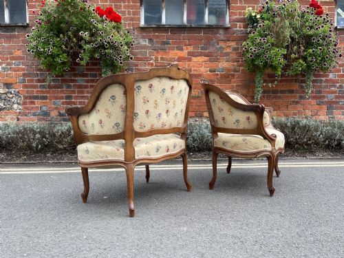 PAIR OF FRENCH WALNUT ARMCHAIRS - ADDITIONAL PHOTO 4