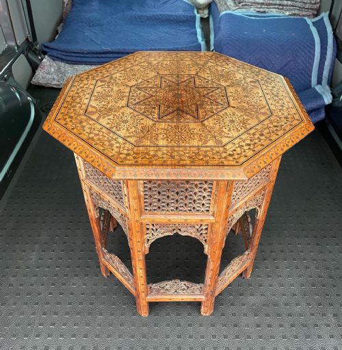 fine brass inlaid hoshiarpur table - CATEGORY: ANTIQUE TABLES - DATED 1900