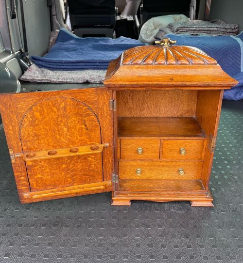 LATE VICTORIAN OAK SMOKERS CABINET - ADDITIONAL PHOTO 1