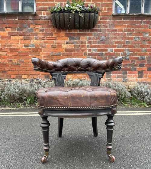 nineteenth century leather desk chair - CATEGORY: ANTIQUE CHAIRS - DATED 19TH CENTURY