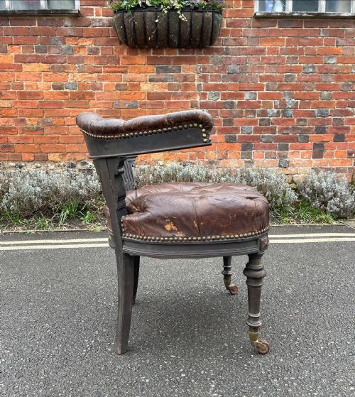 NINETEENTH CENTURY LEATHER DESK CHAIR - ADDITIONAL PHOTO 5