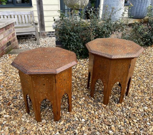excellent pair of brass inlaid hoshiarpur tables - CATEGORY: ANTIQUE TABLES - DATED 1890