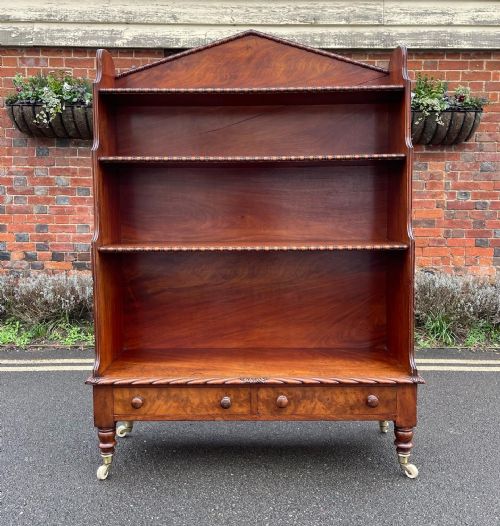 george iv mahogany waterfall bookcase - CATEGORY: ANTIQUE BOOKCASES - DATED 19TH CENTURY