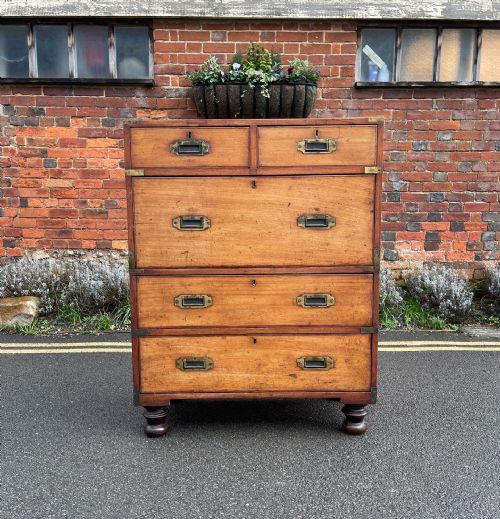 nineteenth century campaign chest - CATEGORY: ANTIQUE CHEST OF DRAWERS - DATED 19TH CENTURY