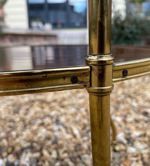 QUALITY ENGLISH BRASS AND MAHOGANY ETAGERE - ADDITIONAL PHOTO 3