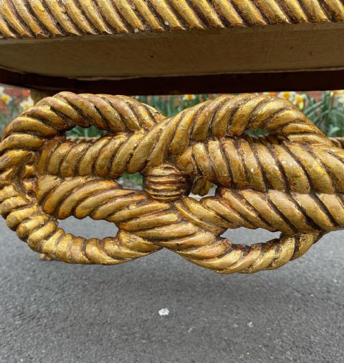 LARGE SCALE GILTWOOD ROPE STOOL IN THE FOURNIER STYLE - ADDITIONAL PHOTO 1