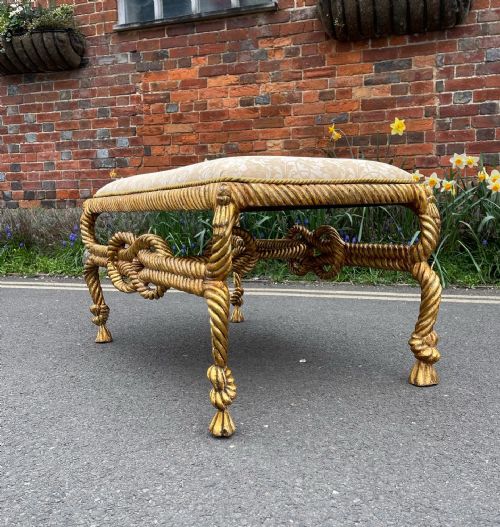 LARGE SCALE GILTWOOD ROPE STOOL IN THE FOURNIER STYLE - ADDITIONAL PHOTO 3