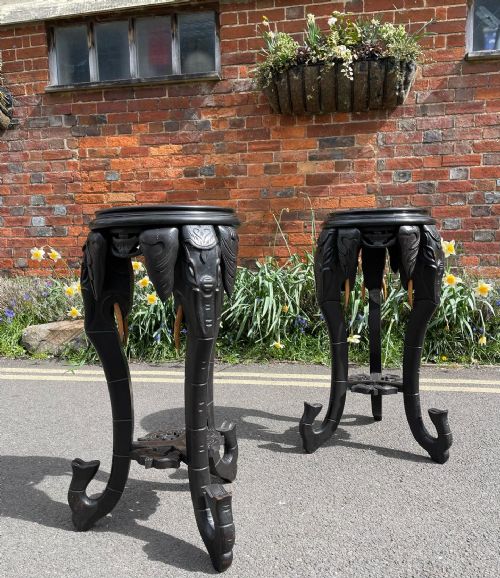 pair of ebonised elephant stands - CATEGORY: ANTIQUE FURNITURE - DATED 1900