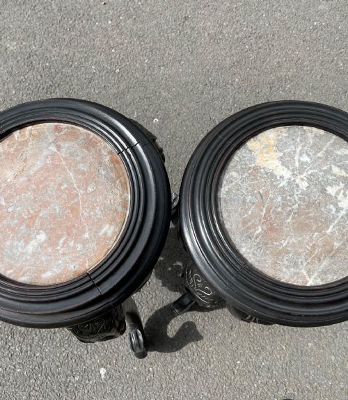 PAIR OF EBONISED ELEPHANT STANDS - ADDITIONAL PHOTO 2