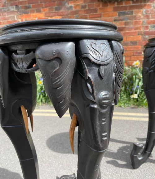 PAIR OF EBONISED ELEPHANT STANDS - ADDITIONAL PHOTO 3
