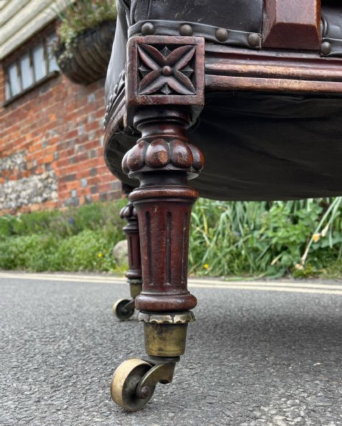 VICTORIAN LEATHER LIBRARY ARMCHAIR - ADDITIONAL PHOTO 2