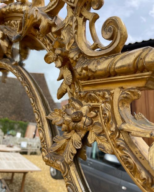 LARGE NINETEENTH CENTURY GILT OVERMANTLE MIRROR - ADDITIONAL PHOTO 3