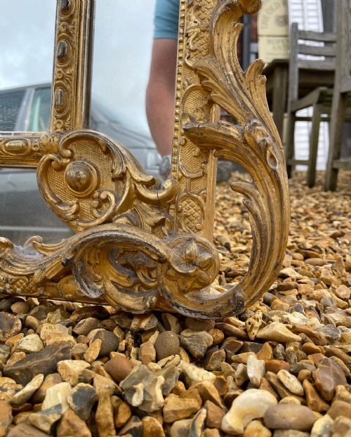 LARGE NINETEENTH CENTURY GILT OVERMANTLE MIRROR - ADDITIONAL PHOTO 7