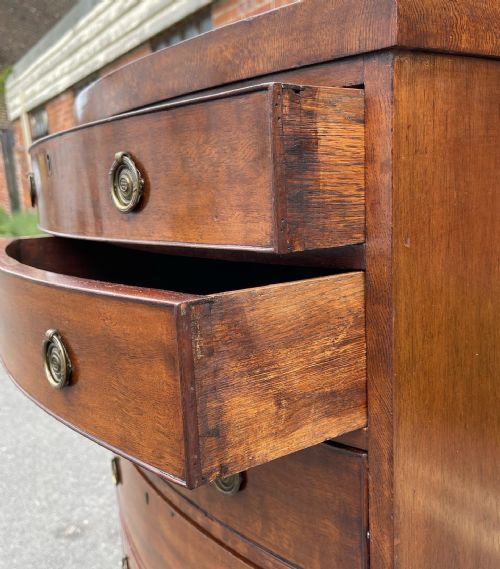 NARROW MAHOGANY BOWFRONTED CHEST - ADDITIONAL PHOTO 2
