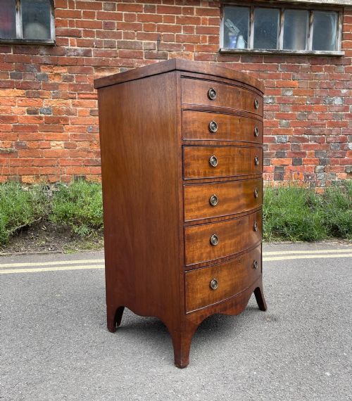 NARROW MAHOGANY BOWFRONTED CHEST - ADDITIONAL PHOTO 5
