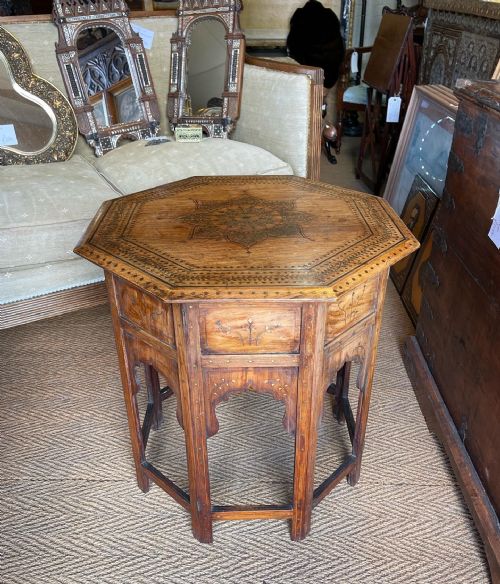 brass inlaid hoshiarpur table - CATEGORY: ANTIQUE TABLES - DATED 1900