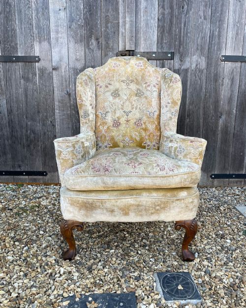 walnut wing armchair - CATEGORY: ANTIQUE CHAIRS - DATED 1880