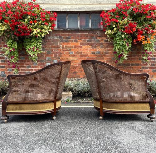 PAIR OF MAHOGANY BERGERE ARMCHAIRS - ADDITIONAL PHOTO 1