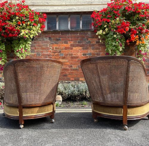 PAIR OF MAHOGANY BERGERE ARMCHAIRS - ADDITIONAL PHOTO 4