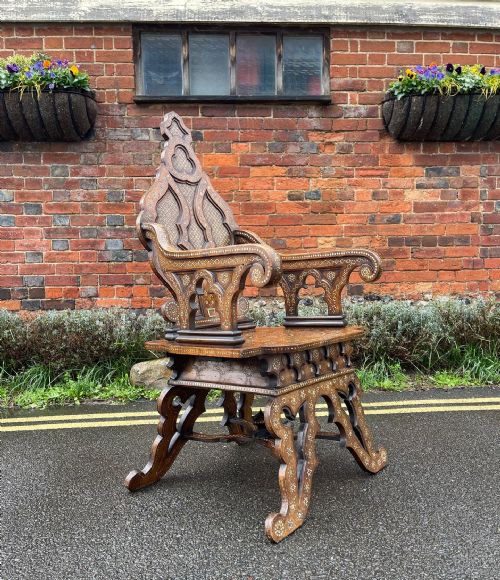 eastern mediterranean inlaid armchair - CATEGORY: ANTIQUE CHAIRS - DATED 1880