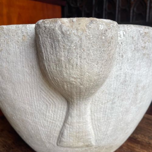 EXTREMELY LARGE ANTIQUE MARBLE MORTAR - ADDITIONAL PHOTO 2