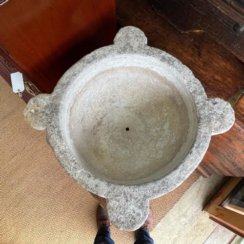 EXTREMELY LARGE ANTIQUE MARBLE MORTAR - ADDITIONAL PHOTO 3