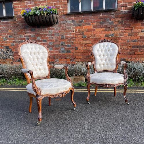 pair of nineteenth century rosewood armchairs - CATEGORY: ANTIQUE CHAIRS - DATED 1890