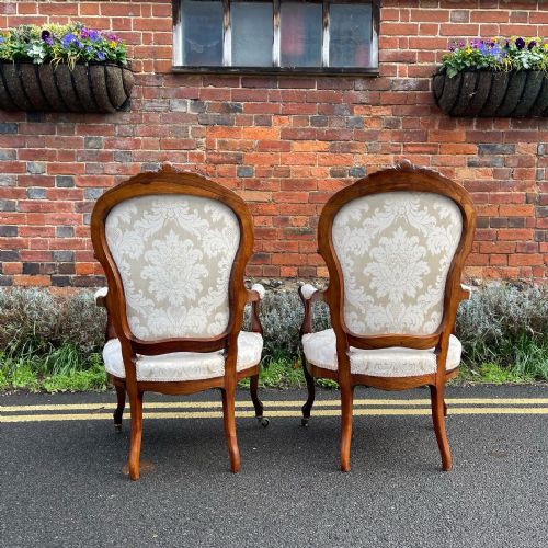 PAIR OF NINETEENTH CENTURY ROSEWOOD ARMCHAIRS - ADDITIONAL PHOTO 1