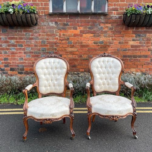 PAIR OF NINETEENTH CENTURY ROSEWOOD ARMCHAIRS - ADDITIONAL PHOTO 2