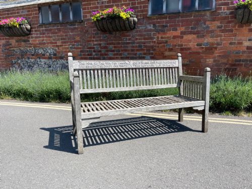 heals of london teak bench - CATEGORY: ANTIQUE FURNITURE - DATED 1910