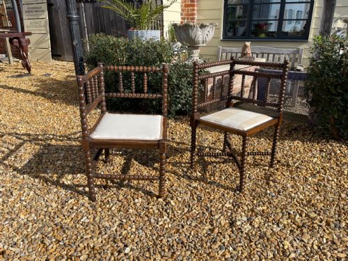 matched pair of bobbin corner chairs - CATEGORY: ANTIQUE CHAIRS - DATED 1900