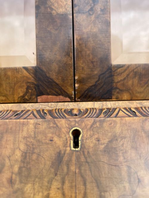 FIGURED AND BURR WALNUT BUREAU BOOKCASE - ADDITIONAL PHOTO 7