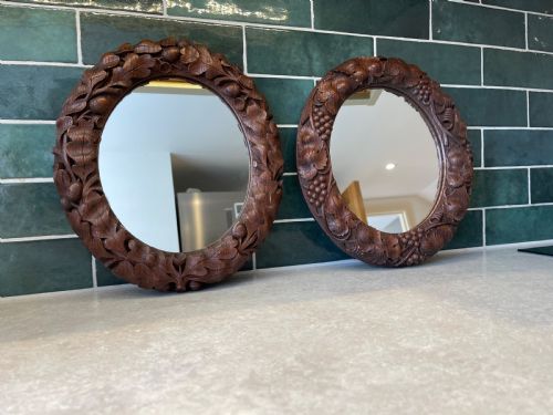 pair of small carved oak mirrors - CATEGORY: ANTIQUE MIRRORS - DATED VICTORIAN
