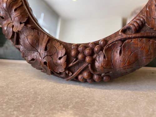 PAIR OF SMALL CARVED OAK MIRRORS - ADDITIONAL PHOTO 1