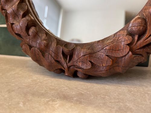 PAIR OF SMALL CARVED OAK MIRRORS - ADDITIONAL PHOTO 2