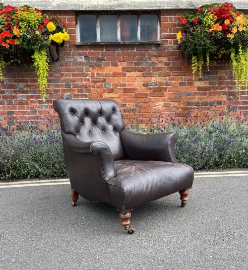 late victorian leather armchair - CATEGORY: ANTIQUE CHAIRS - DATED 1900