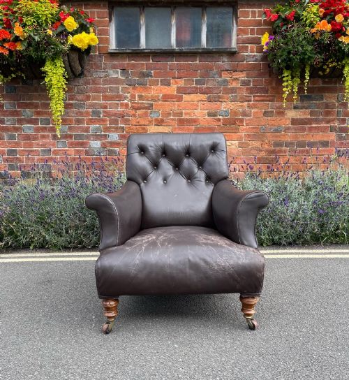 LATE VICTORIAN LEATHER ARMCHAIR - ADDITIONAL PHOTO 2