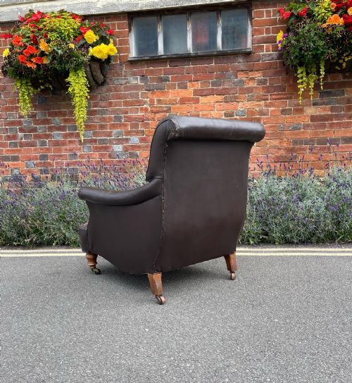 LATE VICTORIAN LEATHER ARMCHAIR - ADDITIONAL PHOTO 3