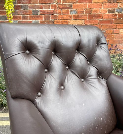 LATE VICTORIAN LEATHER ARMCHAIR - ADDITIONAL PHOTO 4
