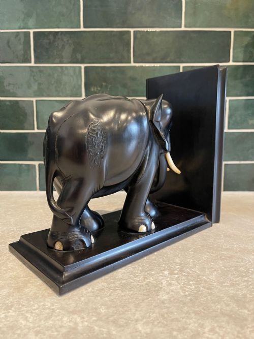PAIR OF EBONY ELEPHANT BOOKENDS - ADDITIONAL PHOTO 2