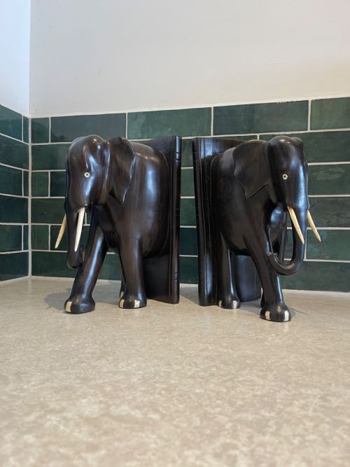 CEYLONESE EBONY ELEPHANT BOOKENDS - ADDITIONAL PHOTO 1