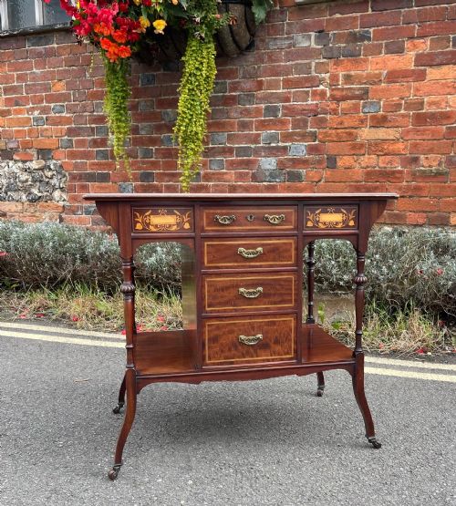 late victorian inlaid mahogany table - CATEGORY: ANTIQUE CABINETS - DATED VICTORIAN
