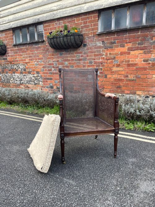 NINETEENTH CENTURY MAHOGANY BERGERE ARMCHAIR - ADDITIONAL PHOTO 5
