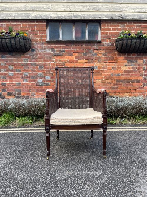 NINETEENTH CENTURY MAHOGANY BERGERE ARMCHAIR - ADDITIONAL PHOTO 8
