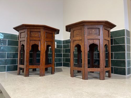 MATCHED PAIR OF BRASS INLAID HOSHIARPUR TABLES - ADDITIONAL PHOTO 1