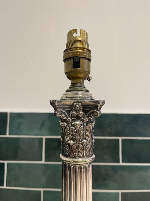 SILVER PLATED CORINTHIAN COLUMN LAMP - ADDITIONAL PHOTO 2