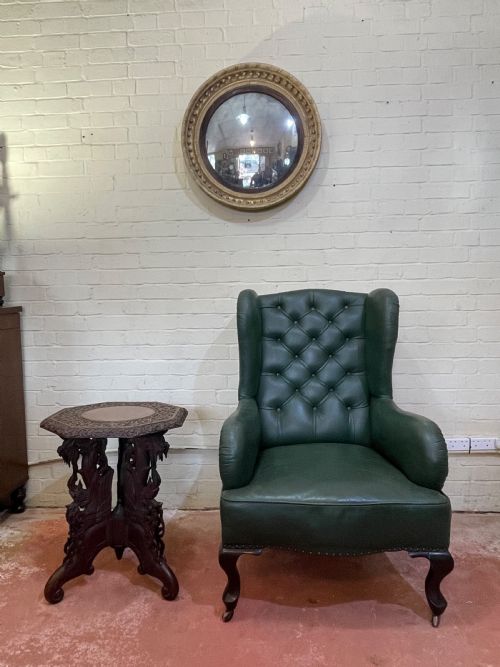 late nineteenth century leather winged back armchair - CATEGORY: ANTIQUE CHAIRS - DATED 1890