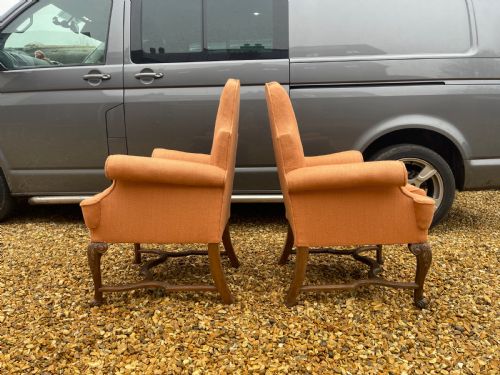 PAIR OF WALNUT ARMCHAIRS - ADDITIONAL PHOTO 2
